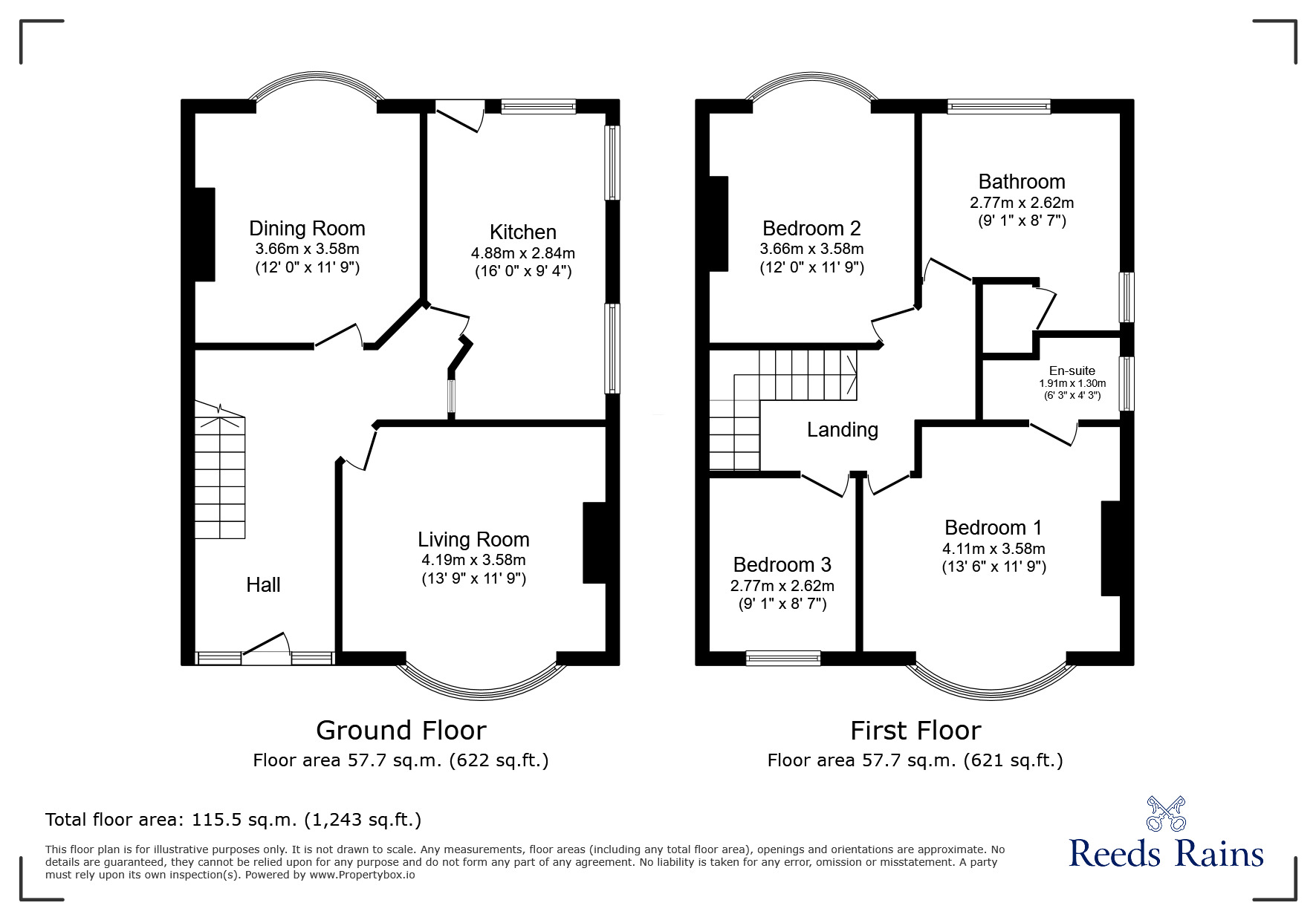 Floorplan of 3 bedroom Semi Detached House for sale, Russell Gardens, Rhyl, Denbighshire, LL18