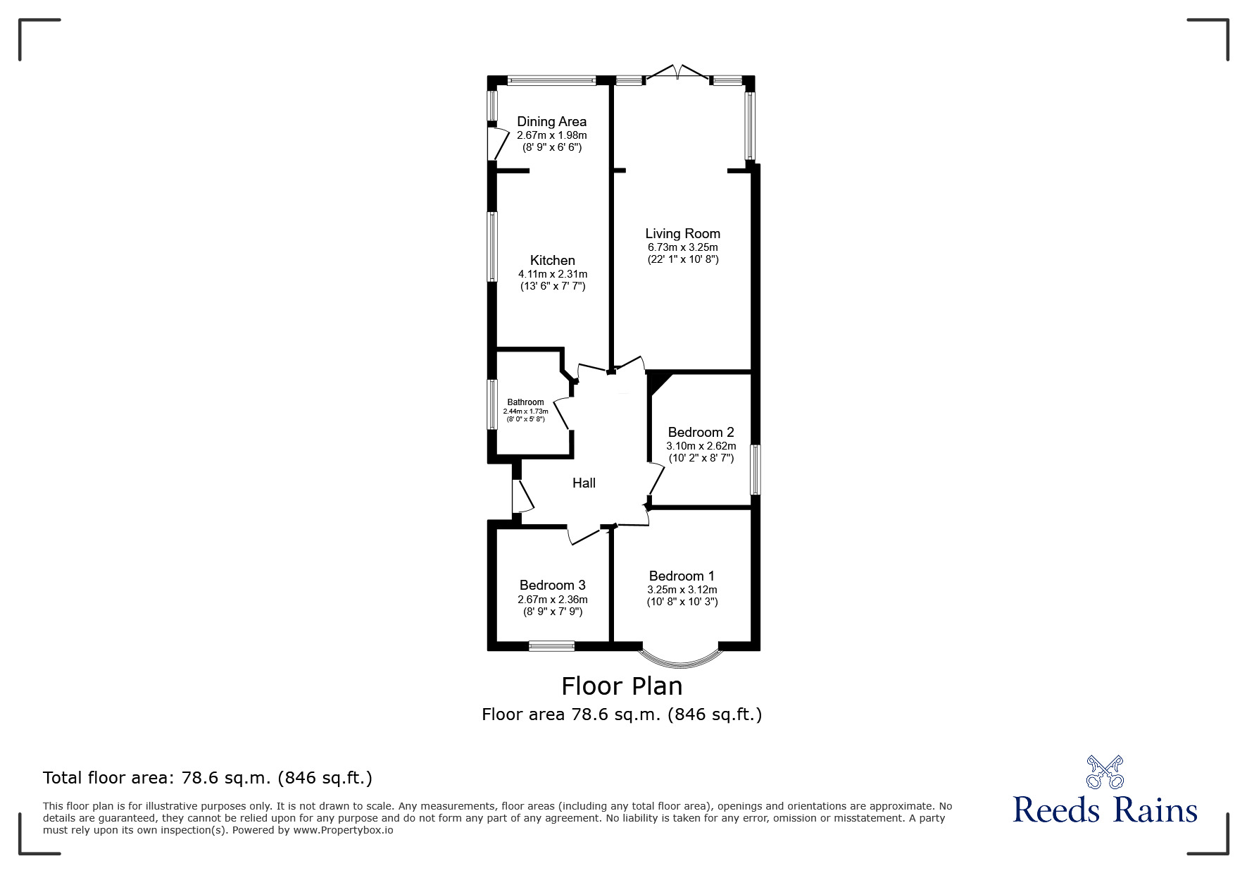 Floorplan of 3 bedroom Detached Bungalow for sale, Tynewydd Road, Rhyl, Denbighshire, LL18