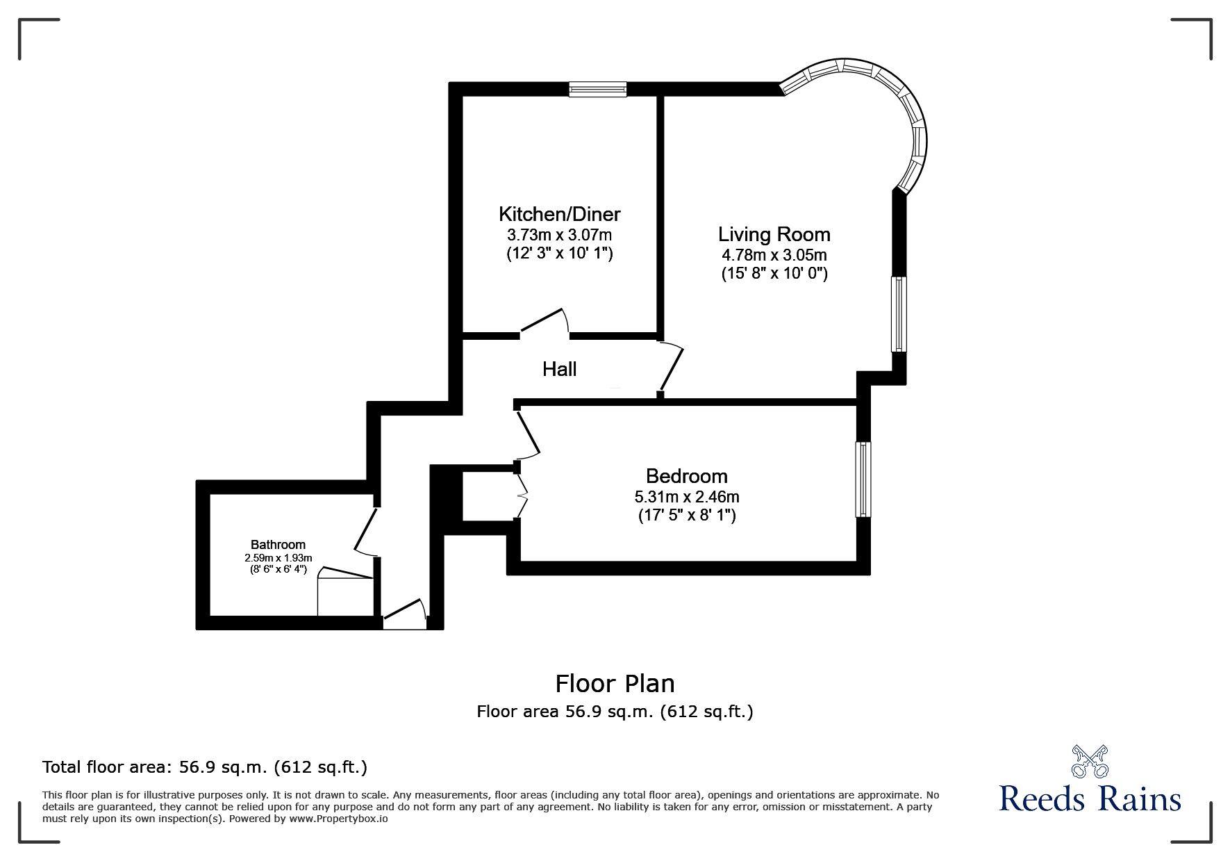 Floorplan of 1 bedroom Flat for sale, Bastion Road, Prestatyn, Denbighshire, LL19