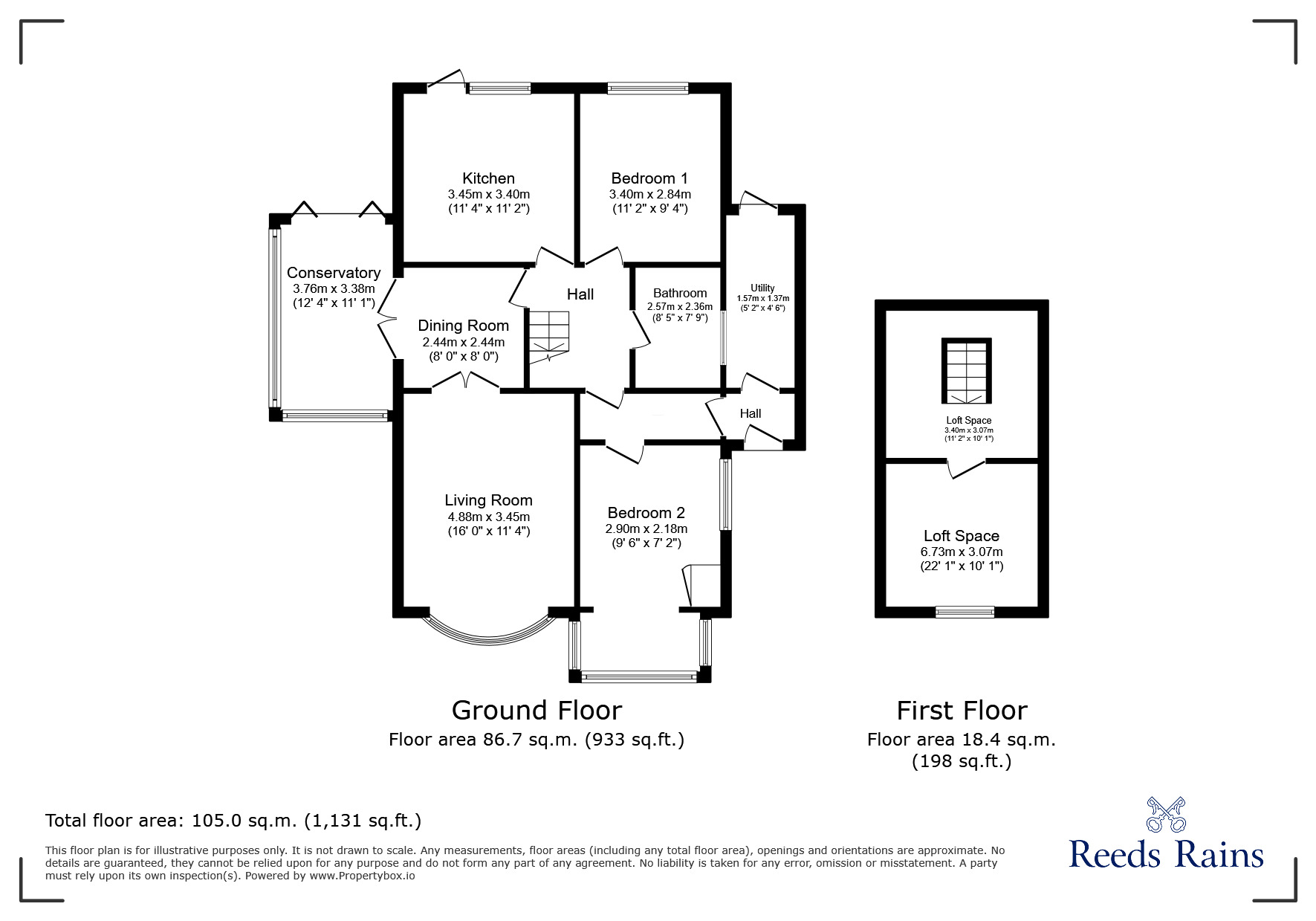 Floorplan of 2 bedroom Detached Bungalow for sale, Towyn Way West, Towyn, Conwy, LL22