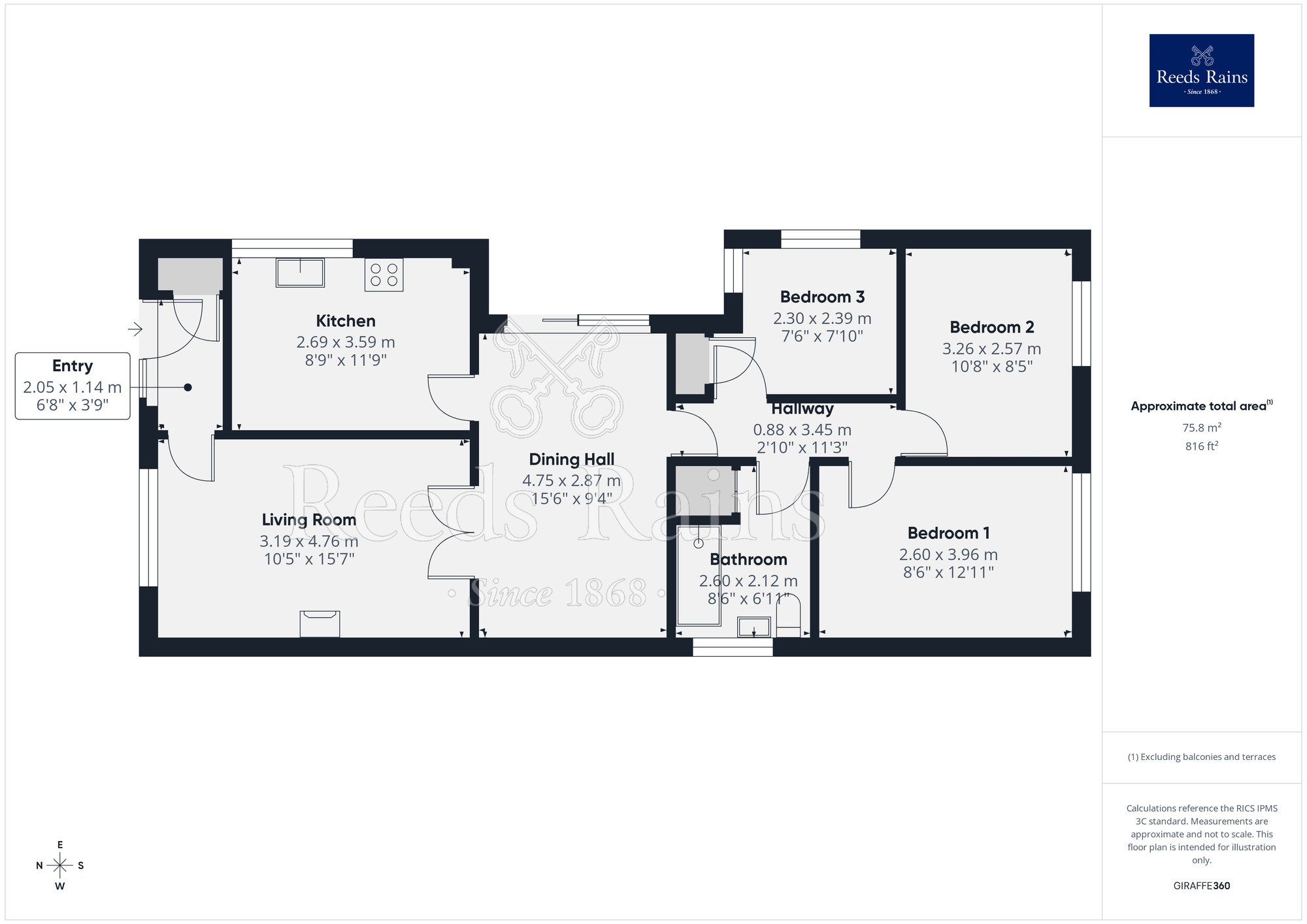 Floorplan of 3 bedroom Detached Bungalow for sale, Llys Sion, Rhyl, Denbighshire, LL18