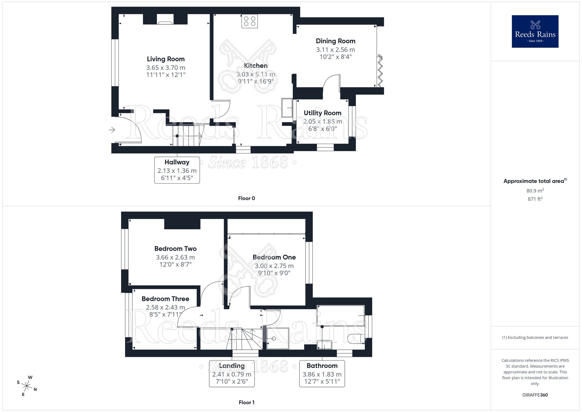 Floorplan of 3 bedroom Semi Detached House for sale, Llwyn Elwy, St. Asaph, Denbighshire, LL17