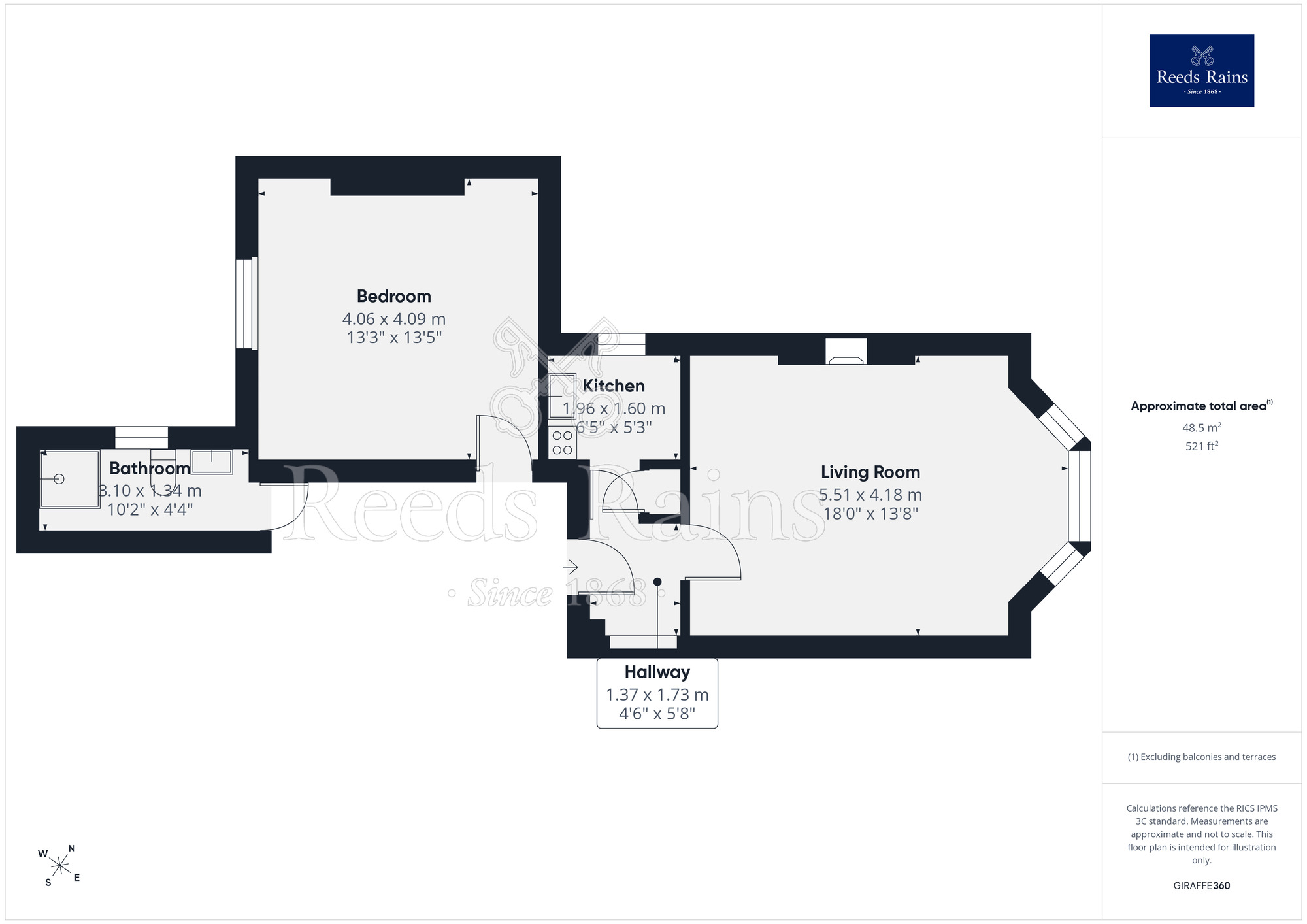 Floorplan of 1 bedroom Semi Detached Flat to rent, Bath Street, Rhyl, Denbighshire, LL18