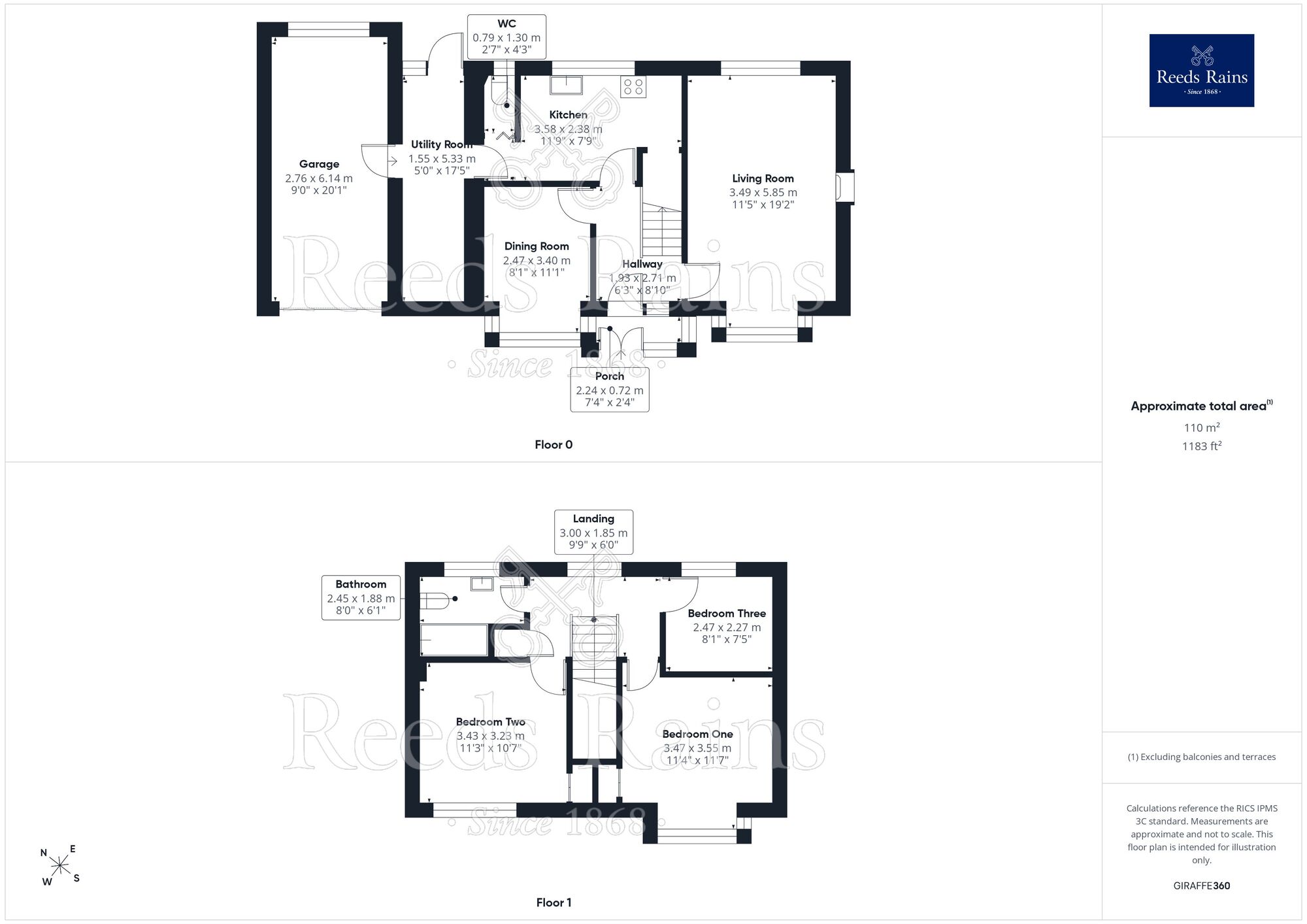Floorplan of 3 bedroom Link Detached House for sale, Russell Court, Rhyl, Denbighshire, LL18