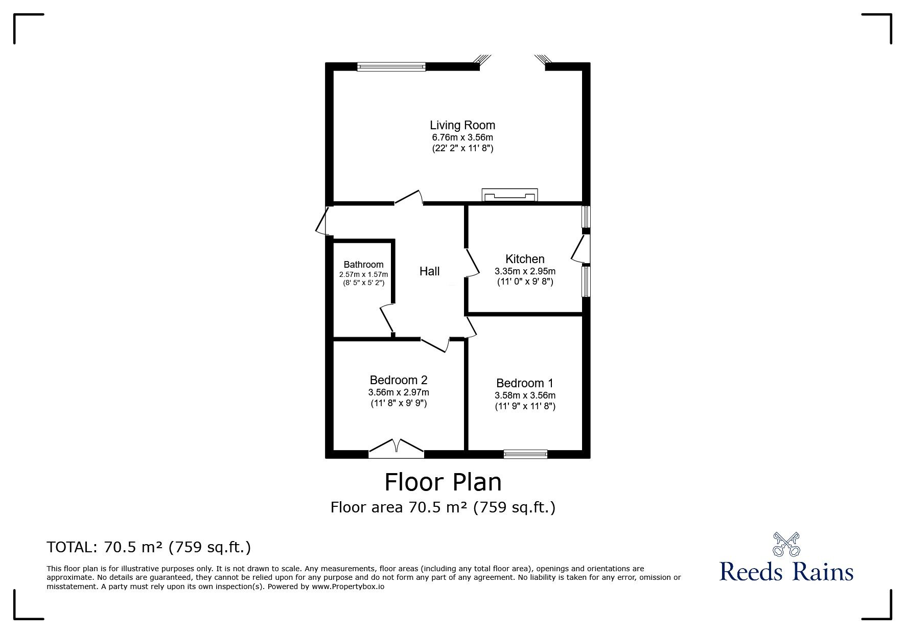 Floorplan of 2 bedroom Detached Bungalow for sale, Derwen Drive, Rhyl, Denbighshire, LL18