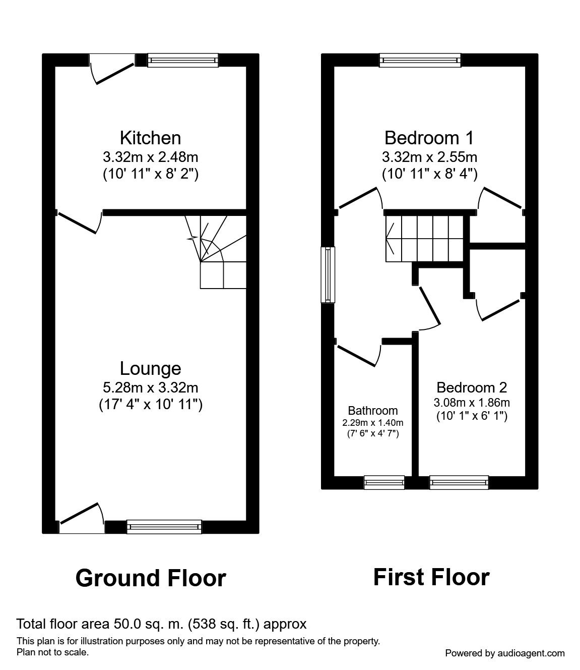 Floorplan of 2 bedroom Semi Detached House to rent, Clayton Drive, Leeds, LS10