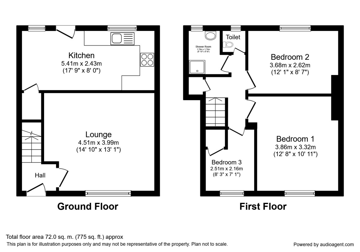 Floorplan of 3 bedroom Mid Terrace House to rent, Throstle Lane, Leeds, LS10