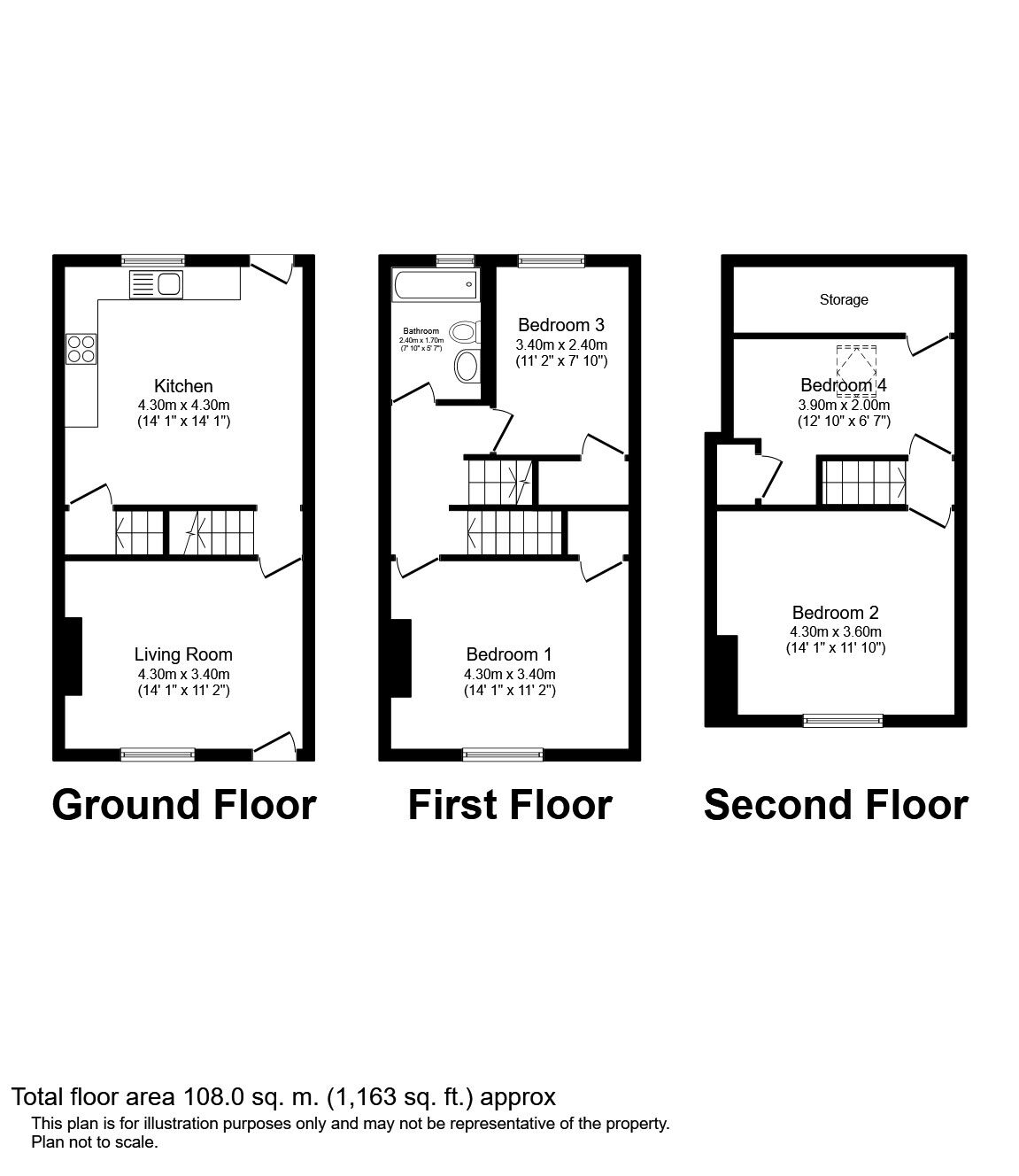 Floorplan of 4 bedroom Mid Terrace House to rent, Haigh Road, Rothwell, Leeds, LS26