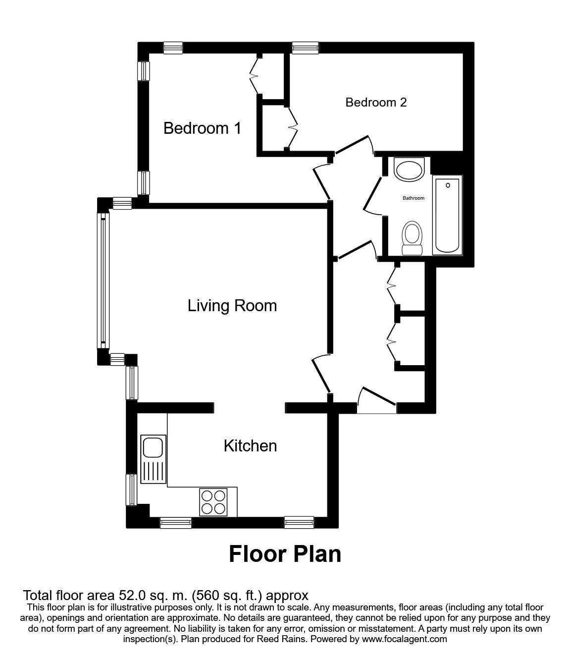 Floorplan of 2 bedroom  Flat for sale, Castle Lodge Avenue, Rothwell, West Yorkshire, LS26
