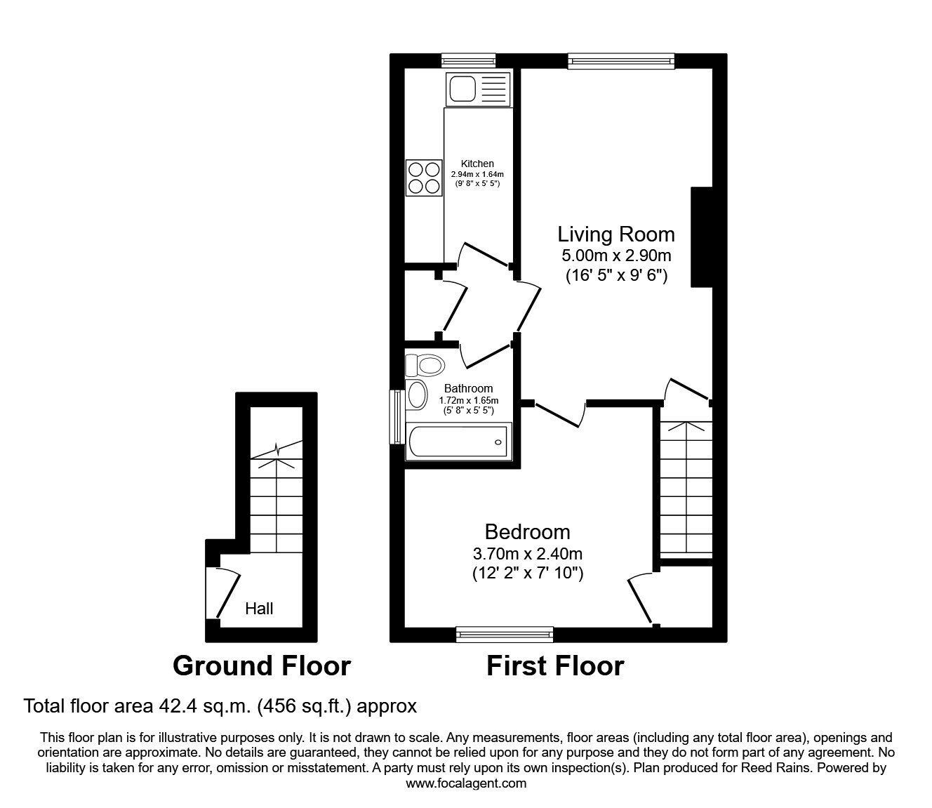 Floorplan of 1 bedroom Flat to rent, Worcester Drive, Leeds, West Yorkshire, LS10