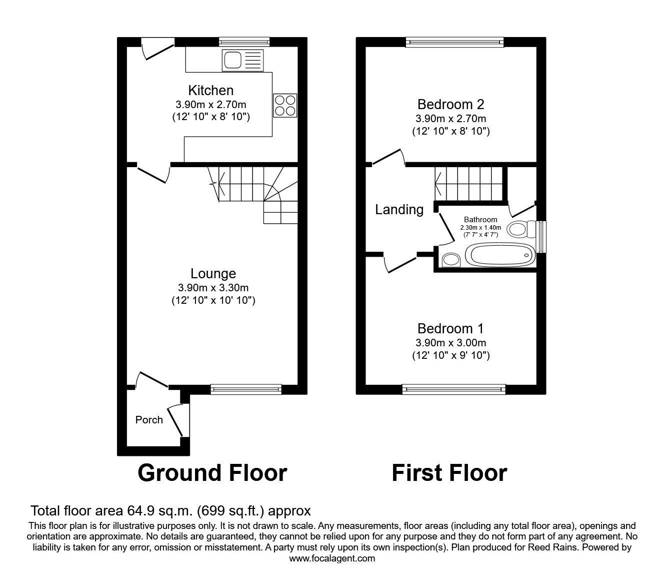 Floorplan of 2 bedroom Semi Detached House to rent, Haighside Way, Rothwell, West Yorkshire, LS26