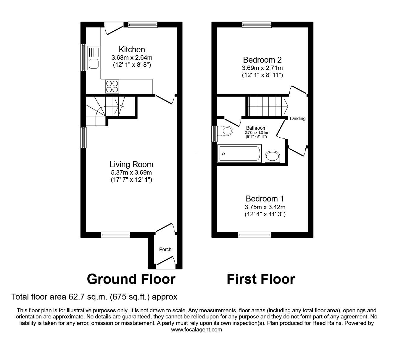 Floorplan of 2 bedroom Semi Detached House for sale, Ledbury Grove, Leeds, West Yorkshire, LS10