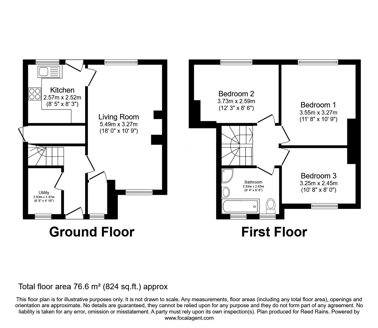 Floorplan of 3 bedroom Mid Terrace House for sale, East View, Oulton, West Yorkshire, LS26
