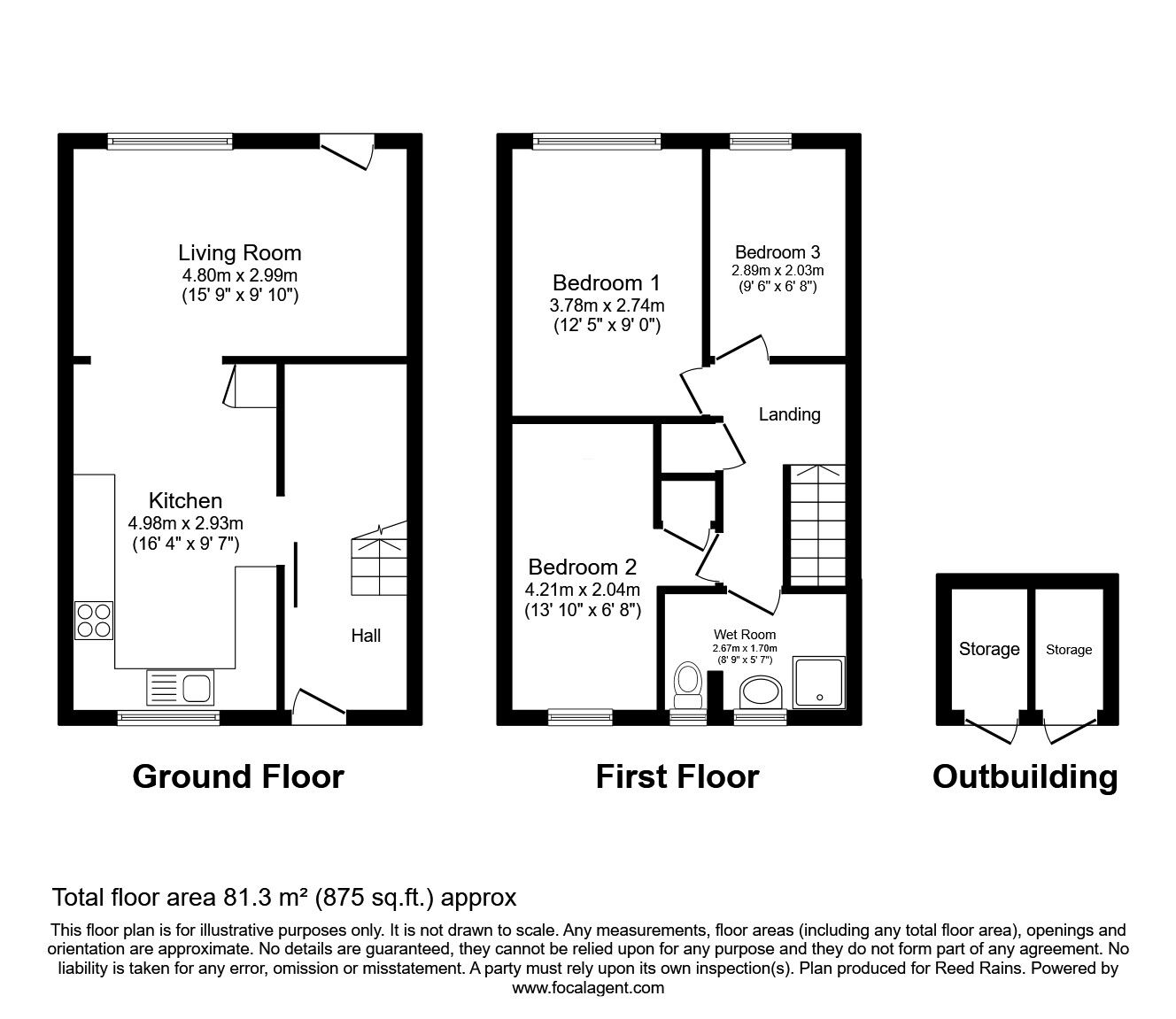 Floorplan of 3 bedroom Mid Terrace House for sale, Midland Close, Leeds, West Yorkshire, LS10