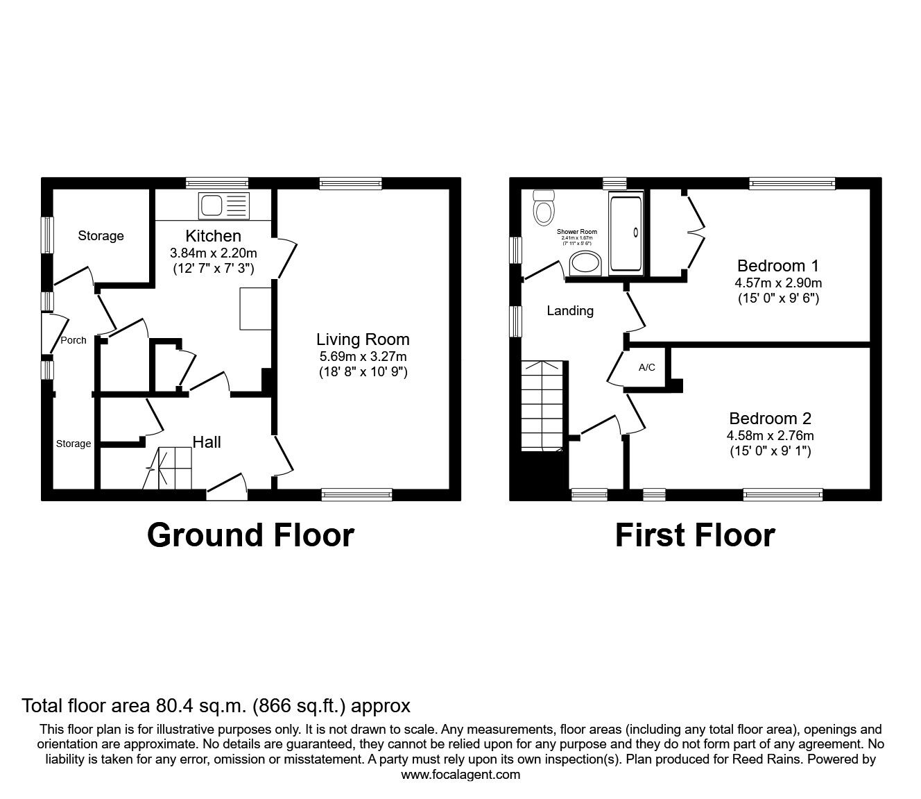 Floorplan of 2 bedroom Semi Detached House for sale, Raylands Way, Leeds, West Yorkshire, LS10