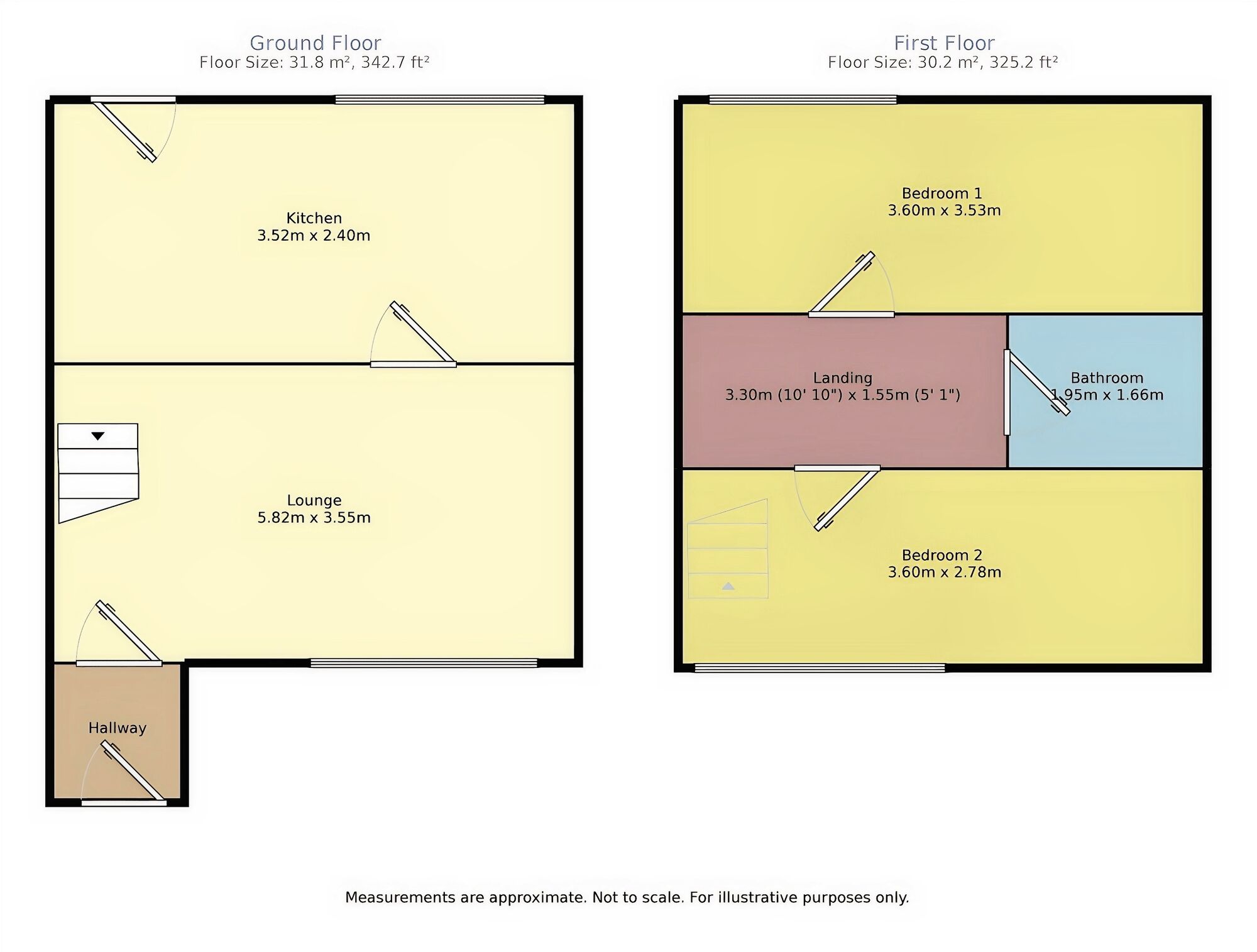 Floorplan of 2 bedroom Mid Terrace House to rent, Shelley Walk, Stanley, West Yorkshire, WF3