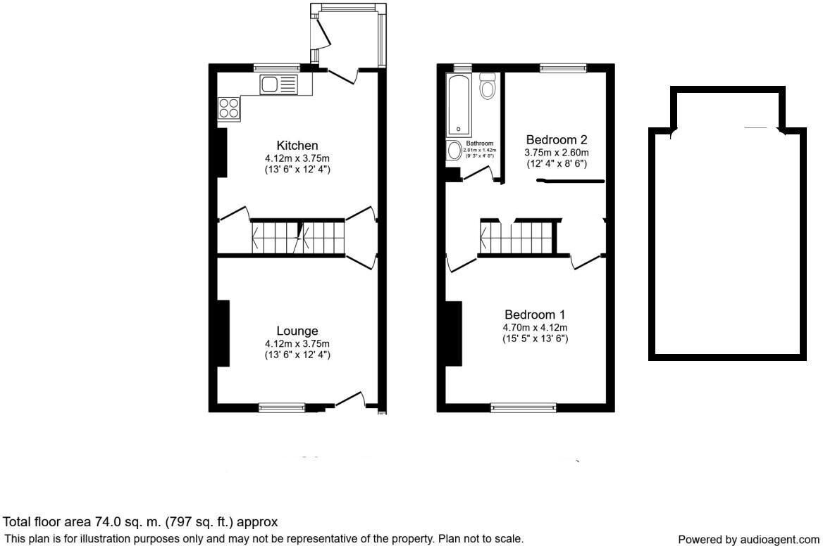 Floorplan of 3 bedroom End Terrace House for sale, Middleton Avenue, Rothwell, West Yorkshire, LS26