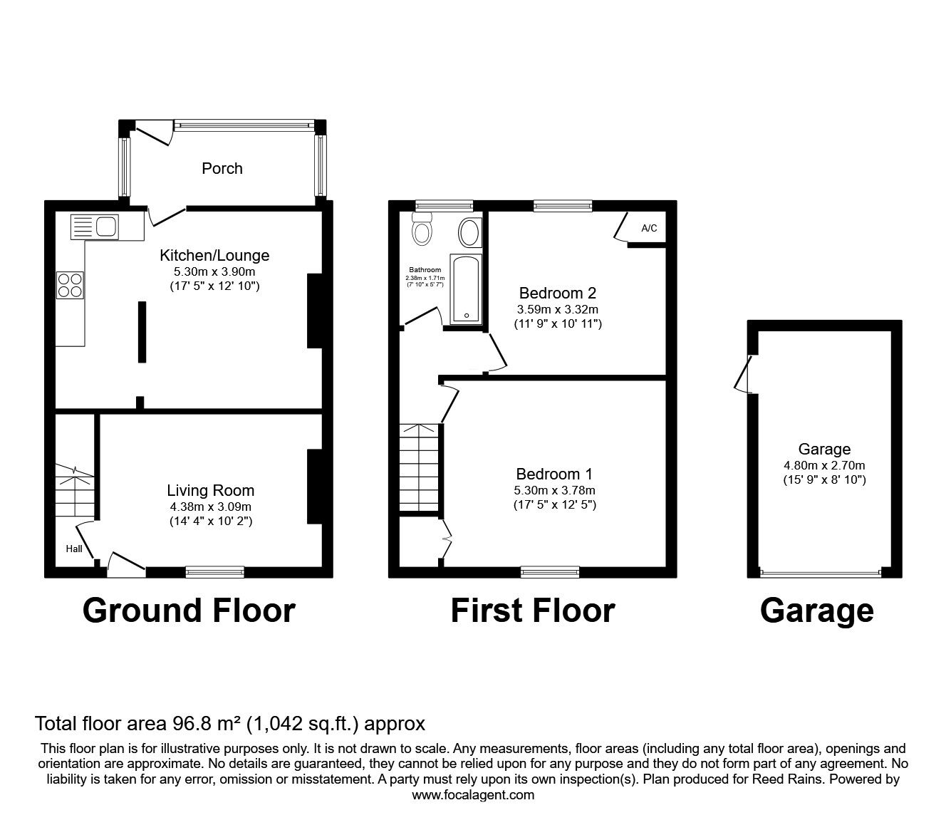 Floorplan of 2 bedroom End Terrace Property for sale, Newmarket Lane, Methley, West Yorkshire, LS26