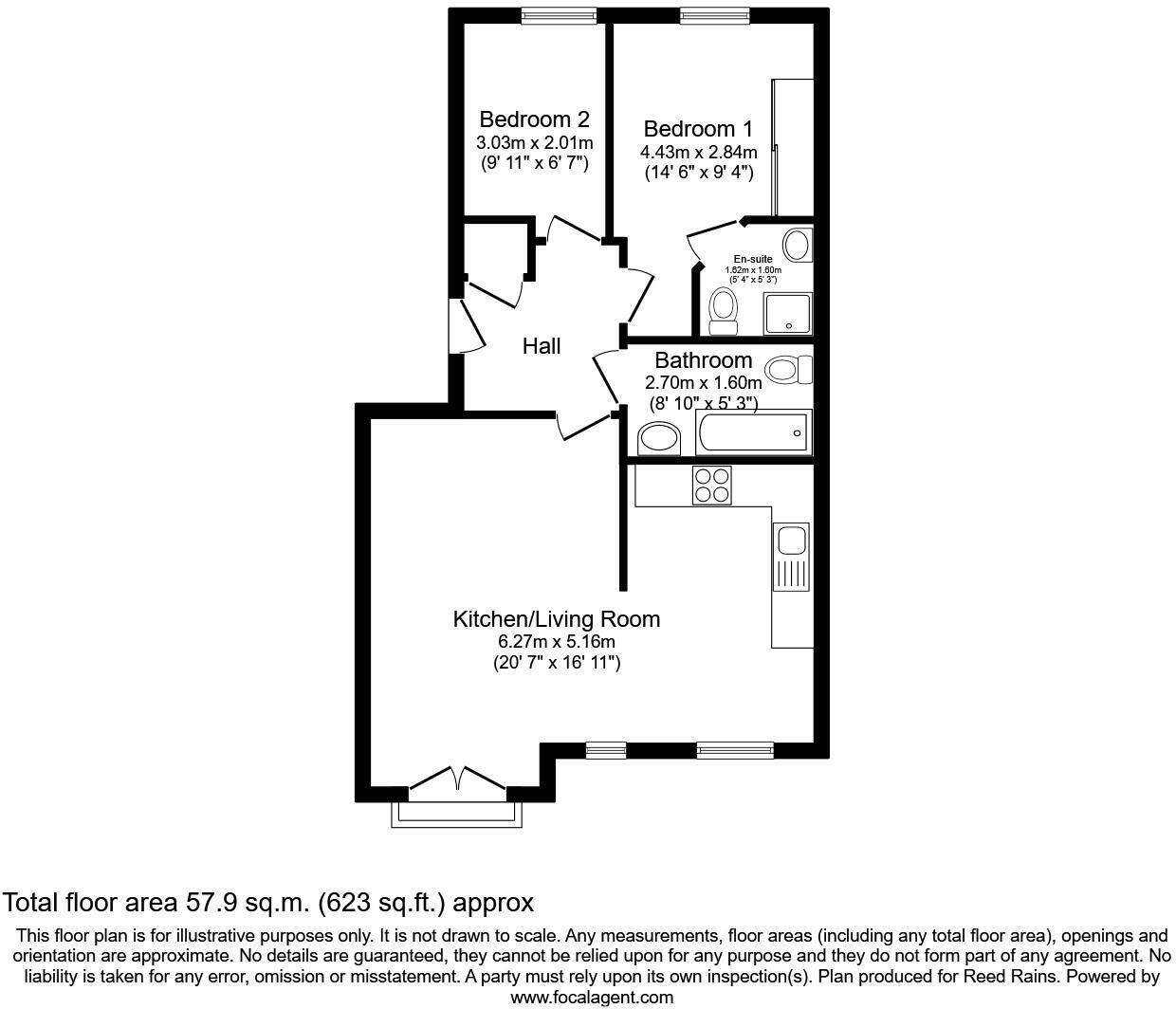 Floorplan of 2 bedroom  Flat for sale, Fenton Gate, Middleton, West Yorkshire, LS10