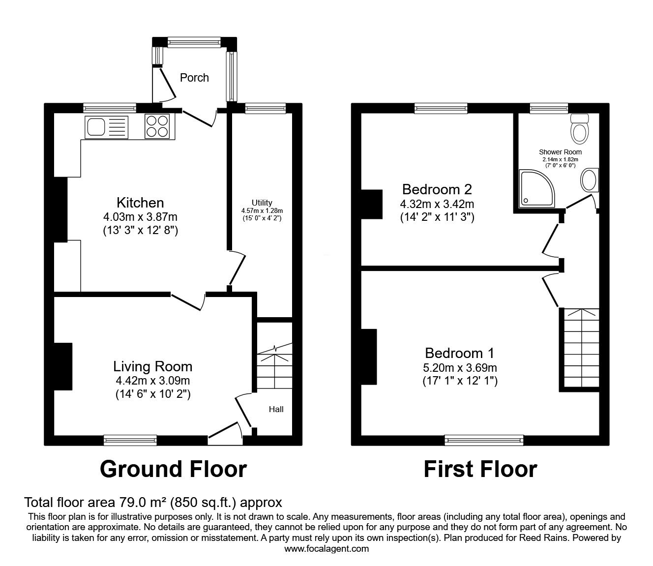 Floorplan of 2 bedroom Mid Terrace House for sale, Newmarket Lane, Methley, West Yorkshire, LS26