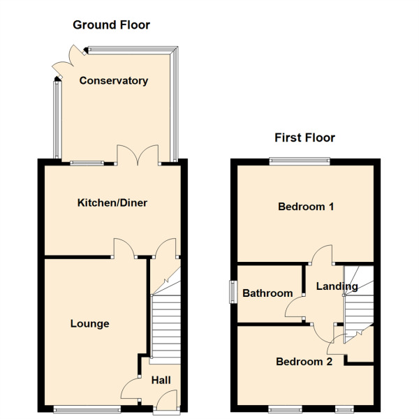Floorplan of 2 bedroom Semi Detached House for sale, Teal Mews, Leeds, West Yorkshire, LS10