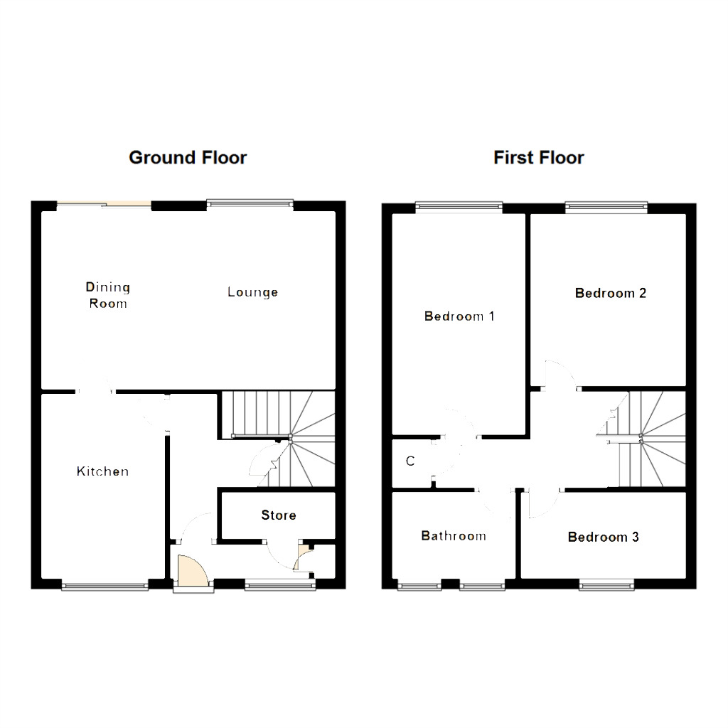 Floorplan of 3 bedroom End Terrace House for sale, Northfield Place, Rothwell, West Yorkshire, LS26