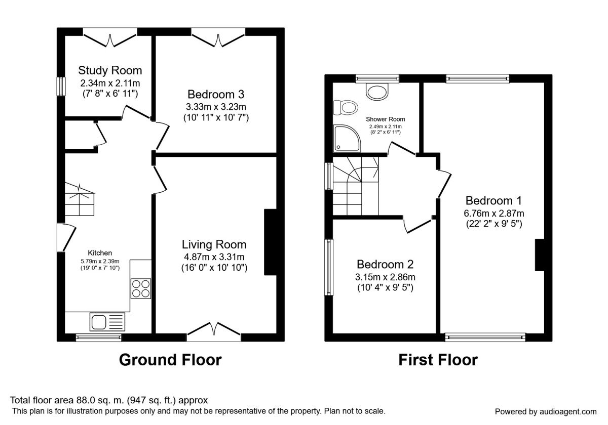 Floorplan of 2 bedroom Semi Detached House to rent, Holmsley Garth, Woodlesford, West Yorkshire, LS26