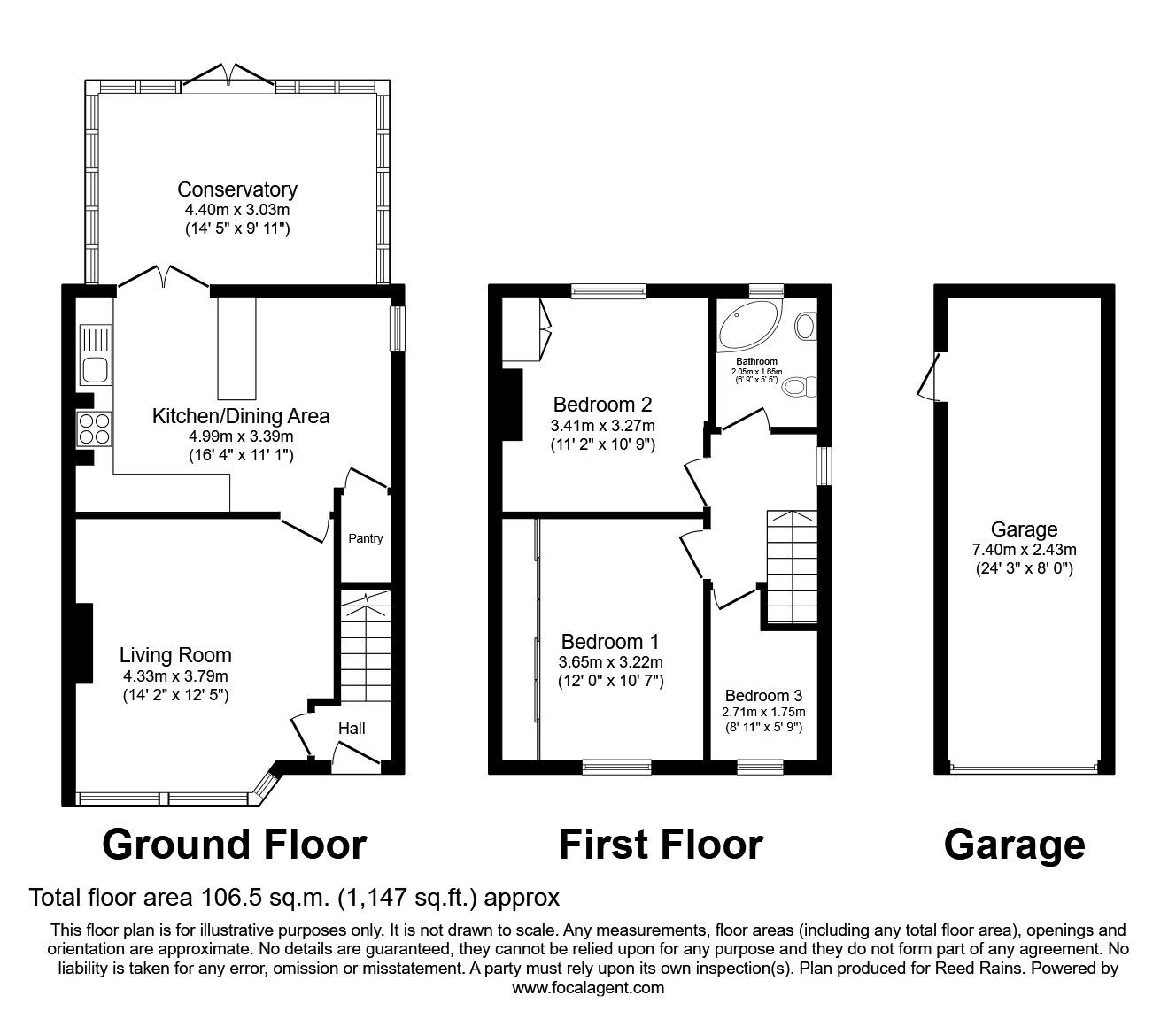 Floorplan of 3 bedroom Semi Detached House for sale, Oakwood Drive, Rothwell, West Yorkshire, LS26
