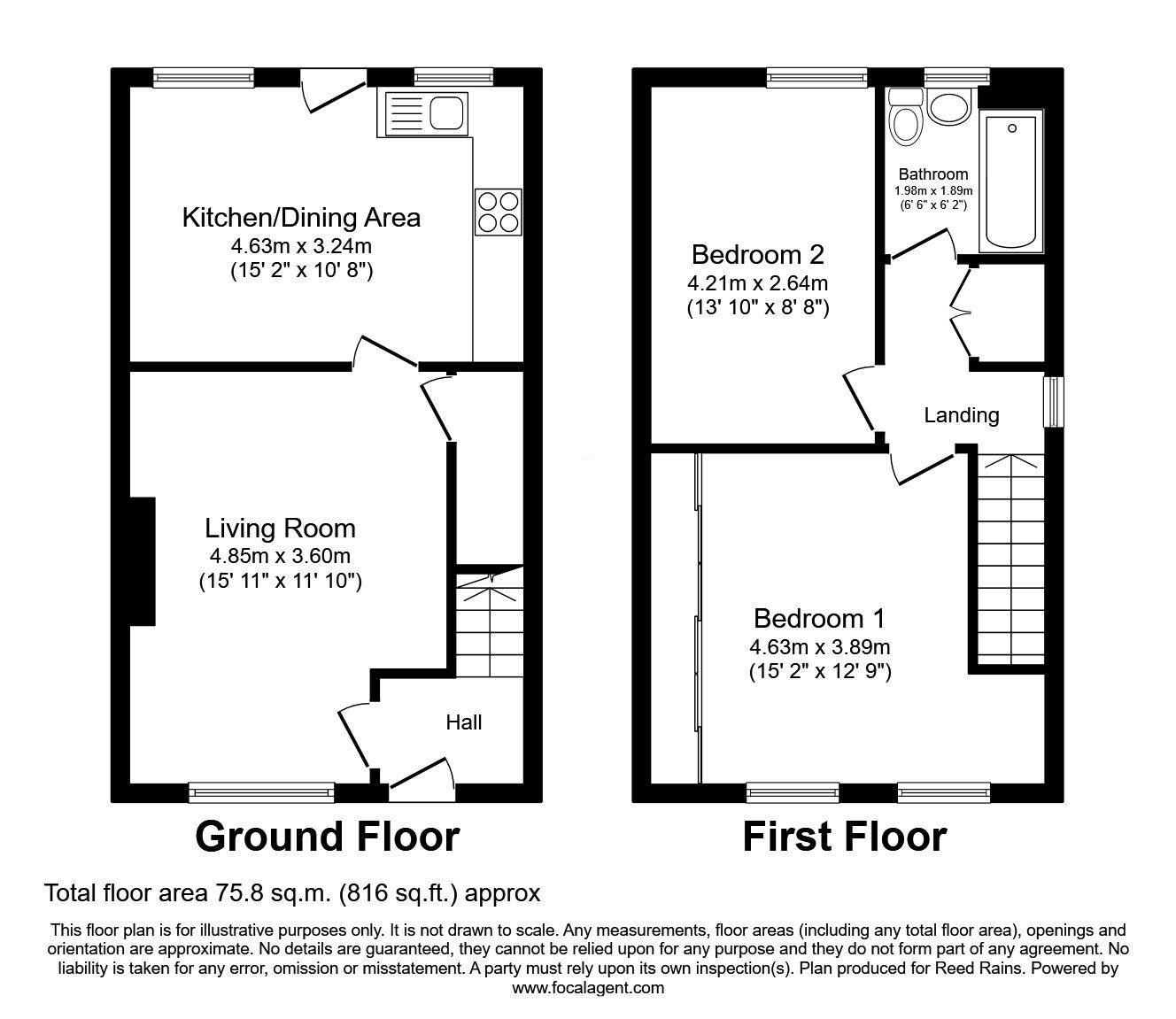 Floorplan of 2 bedroom Semi Detached House for sale, Primrose Hill Green, Swillington, West Yorkshire, LS26