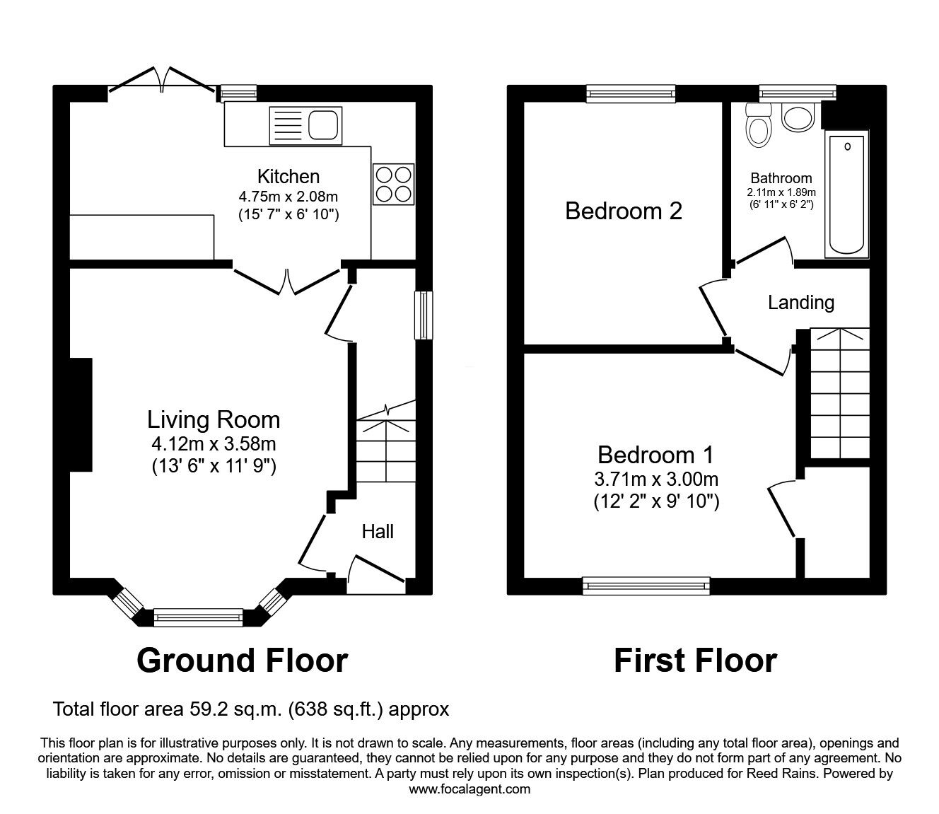Floorplan of 2 bedroom Semi Detached House for sale, Swithens Street, Rothwell, West Yorkshire, LS26