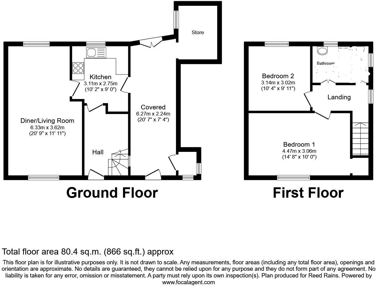Floorplan of 2 bedroom Semi Detached House for sale, All Saints Road, Woodlesford, West Yorkshire, LS26