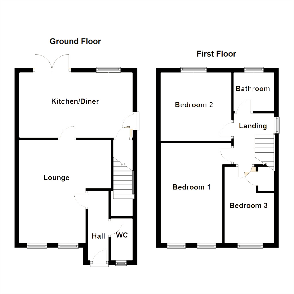 Floorplan of 3 bedroom Semi Detached House for sale, Castlefields, Rothwell, West Yorkshire, LS26