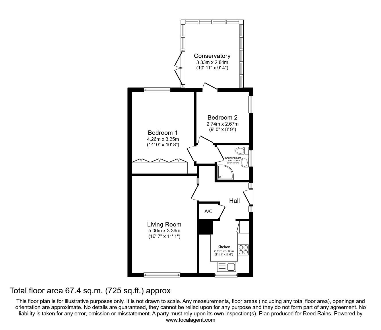 Floorplan of 2 bedroom Detached Bungalow for sale, Thorne Grove, Rothwell, Leeds, LS26