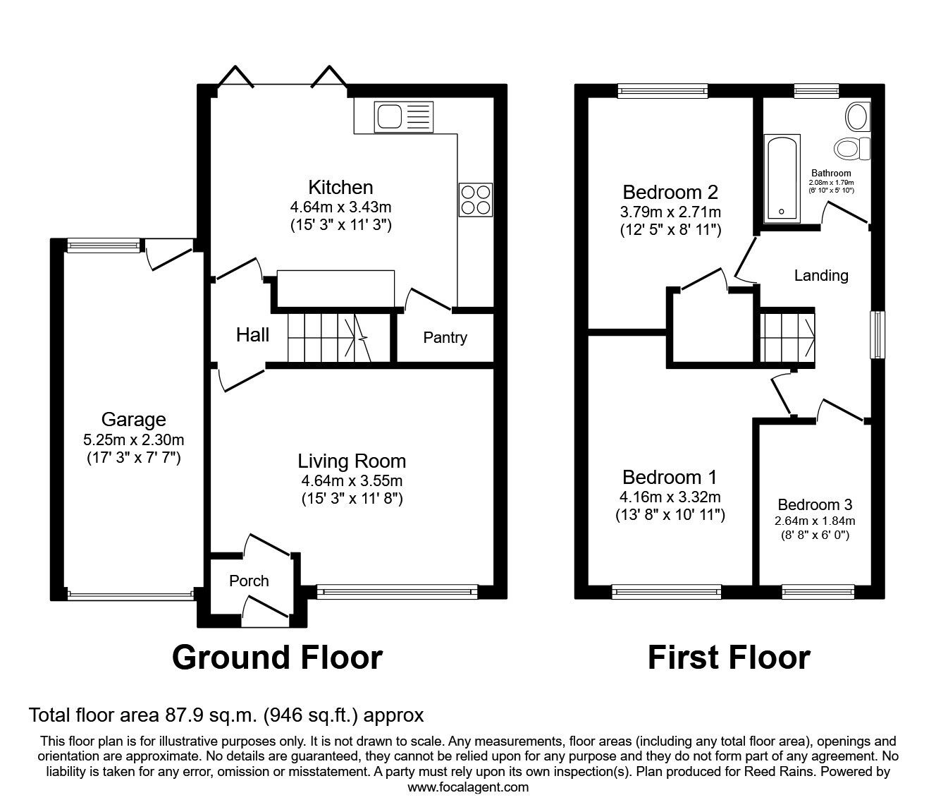 Floorplan of 3 bedroom Link Detached House for sale, Stone Brig Lane, Rothwell, West Yorkshire, LS26