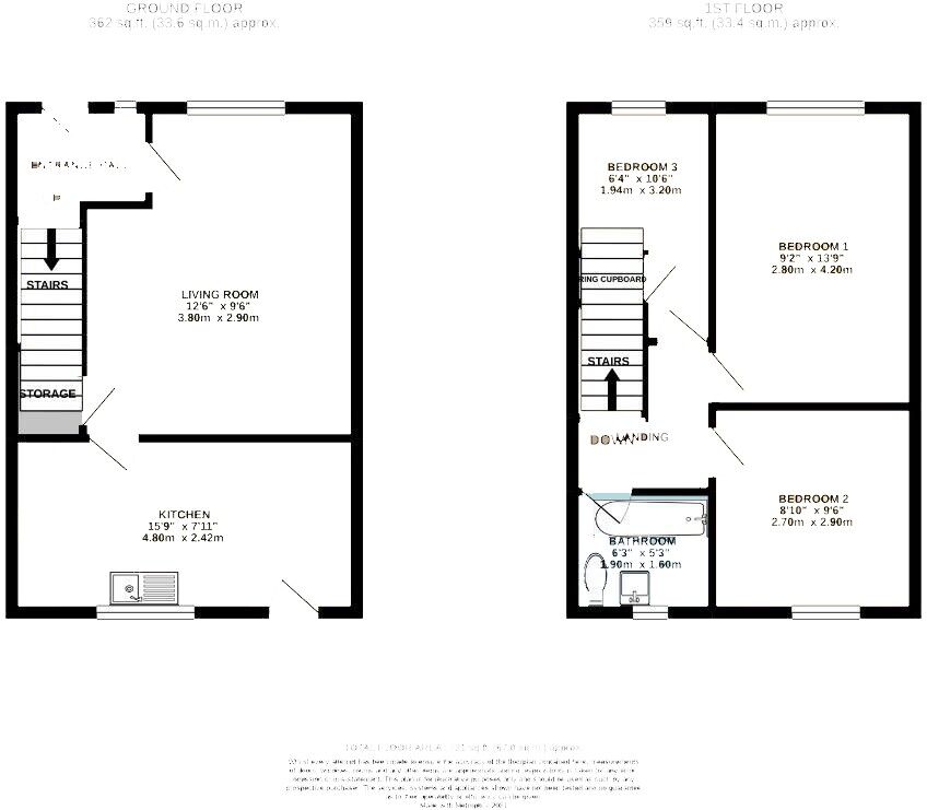 Floorplan of 3 bedroom Semi Detached House for sale, Middlecroft Close, Leeds, West Yorkshire, LS10