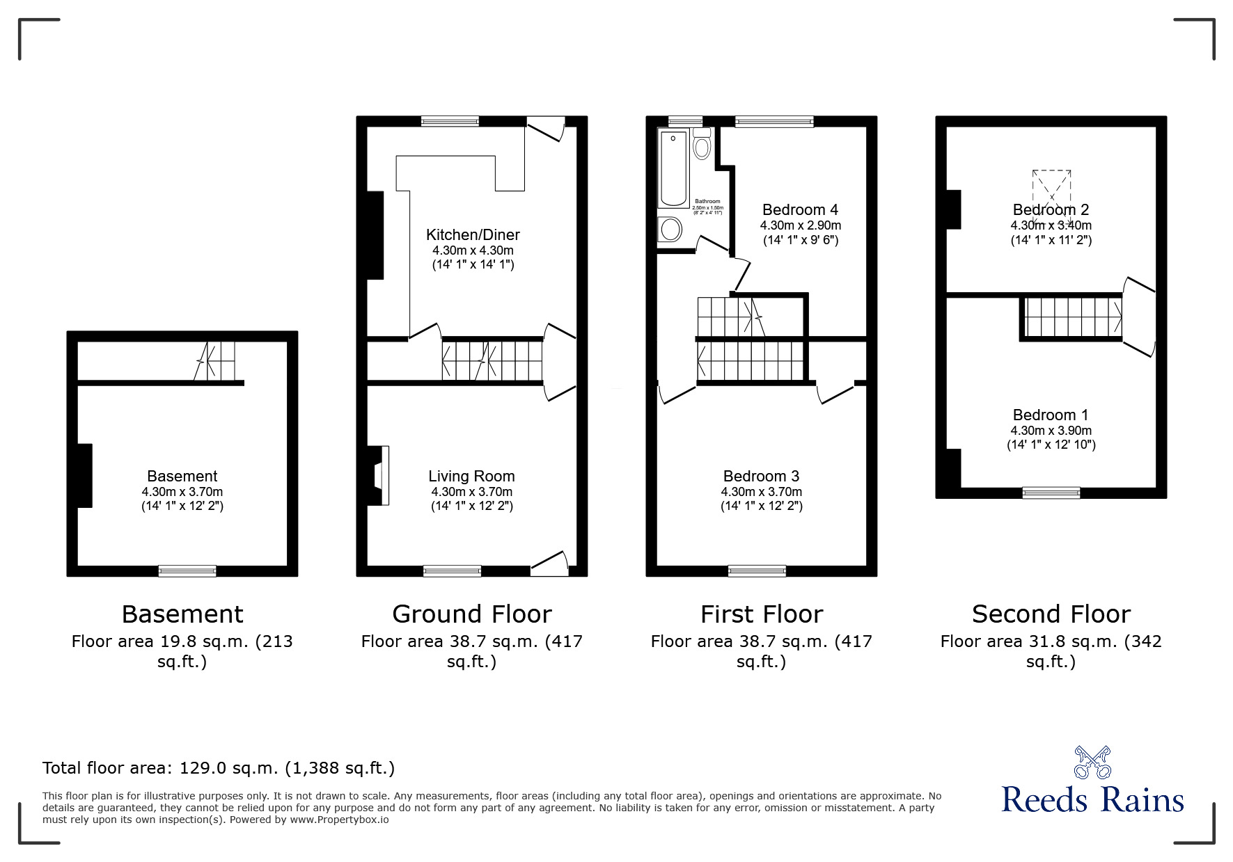 Floorplan of 4 bedroom Mid Terrace House for sale, Wakefield Road, Rothwell, West Yorkshire, LS26