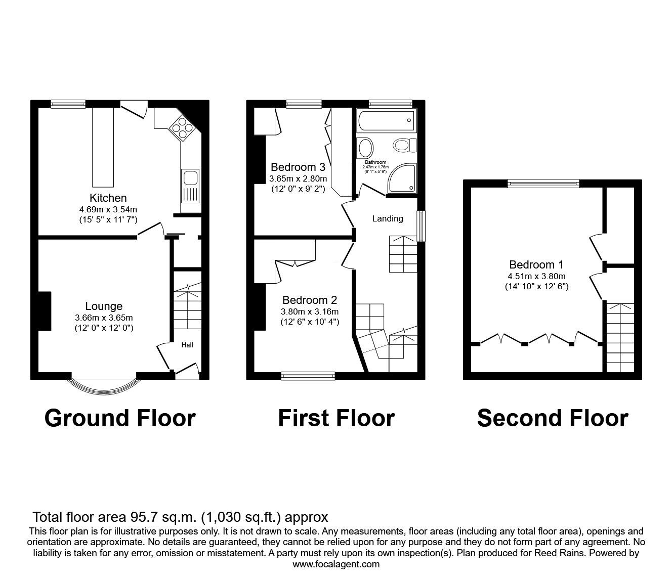 Floorplan of 3 bedroom Semi Detached House for sale, Wood Lane, Rothwell, West Yorkshire, LS26