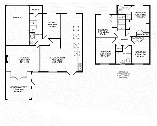 Floorplan of 4 bedroom Detached House for sale, Martingale Drive, Leeds, West Yorkshire, LS10