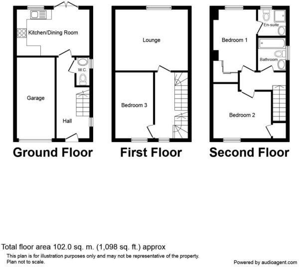 Floorplan of 3 bedroom End Terrace House for sale, Boulevard Rise, Leeds, West Yorkshire, LS10