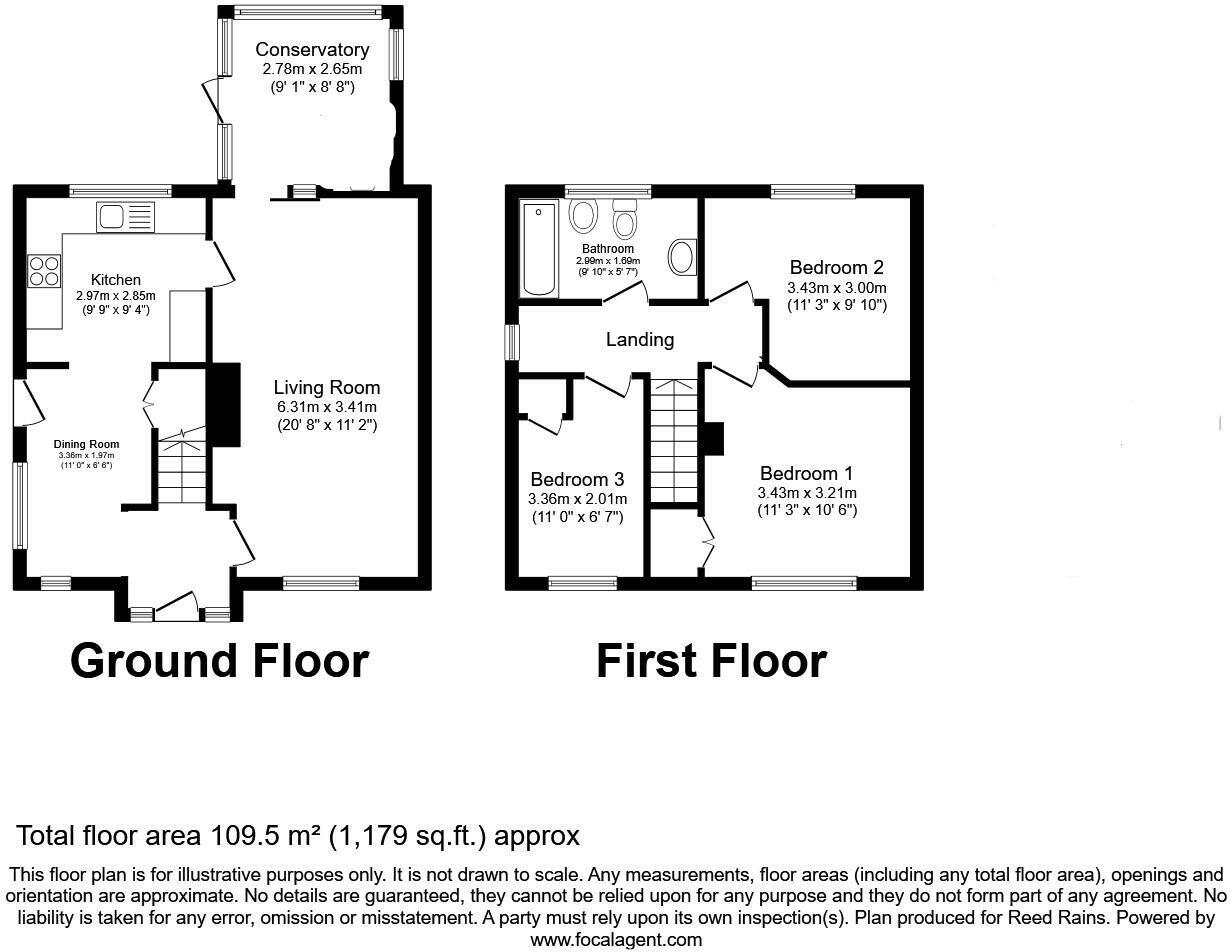 Floorplan of 3 bedroom Semi Detached House to rent, Woodhall Grove, Methley, West Yorkshire, LS26