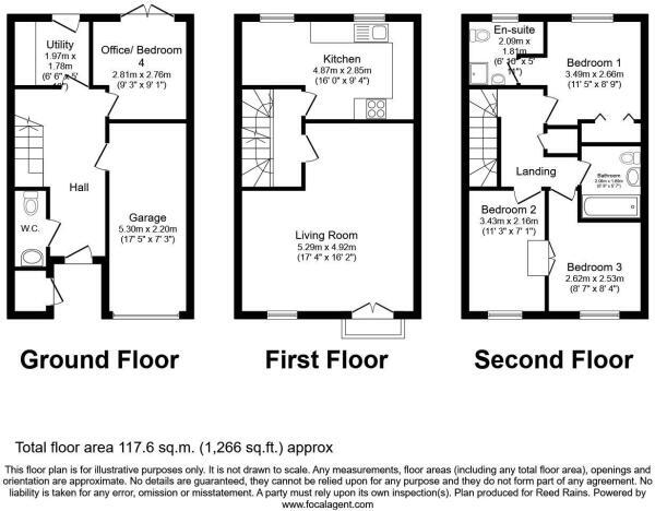 Floorplan of 3 bedroom Mid Terrace House for sale, Glebe Court, Rothwell, West Yorkshire, LS26