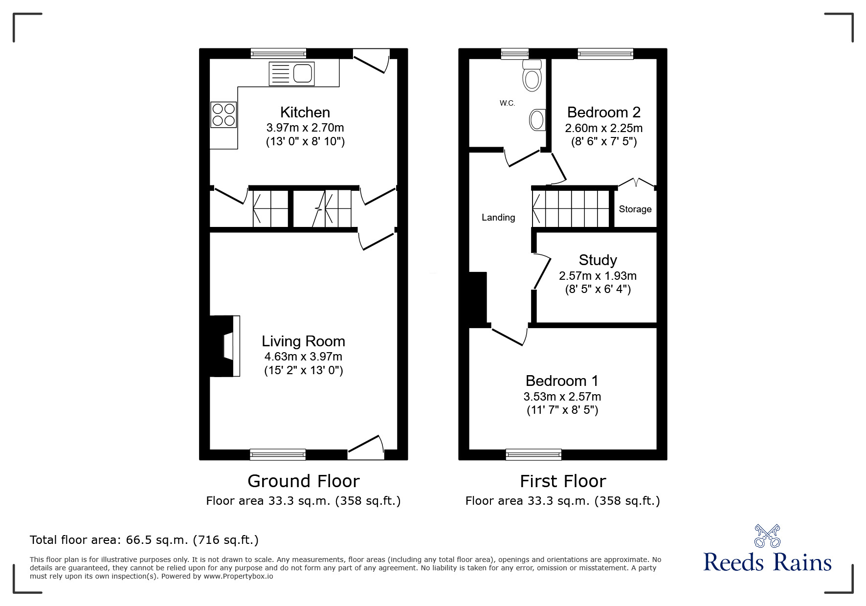 Floorplan of 2 bedroom End Terrace House for sale, Pawson Street, Robin Hood, West Yorkshire, WF3