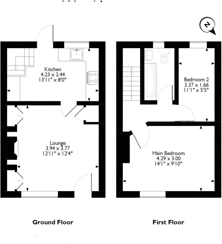 Floorplan of 2 bedroom Mid Terrace House for sale, Wood Lane, Rothwell, West Yorkshire, LS26