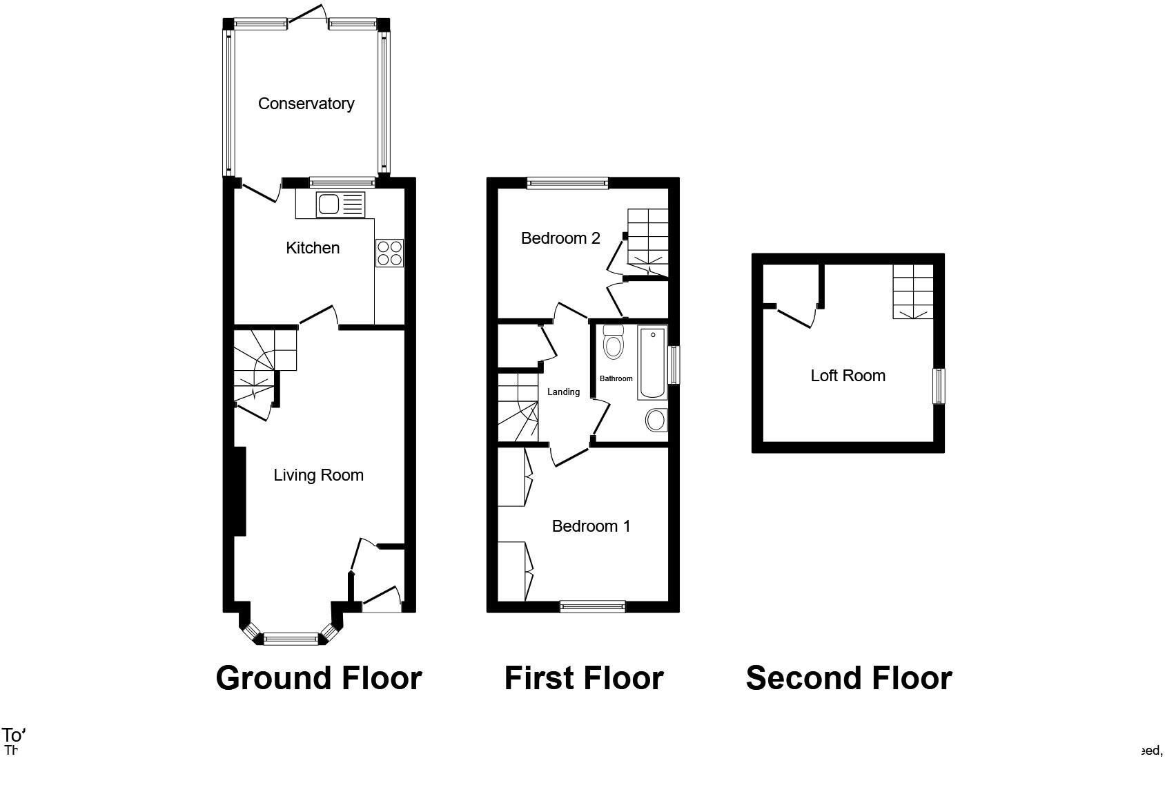 Floorplan of 2 bedroom End Terrace House for sale, Hillthorpe Court, Leeds, West Yorkshire, LS10