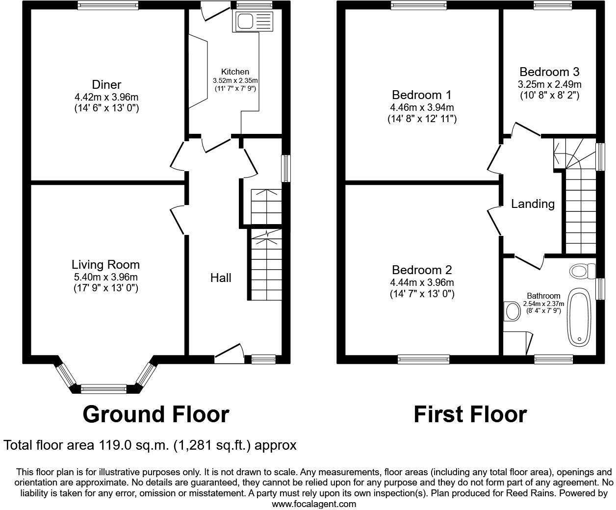 Floorplan of 3 bedroom End Terrace House for sale, Churchfield Road, Rothwell, West Yorkshire, LS26