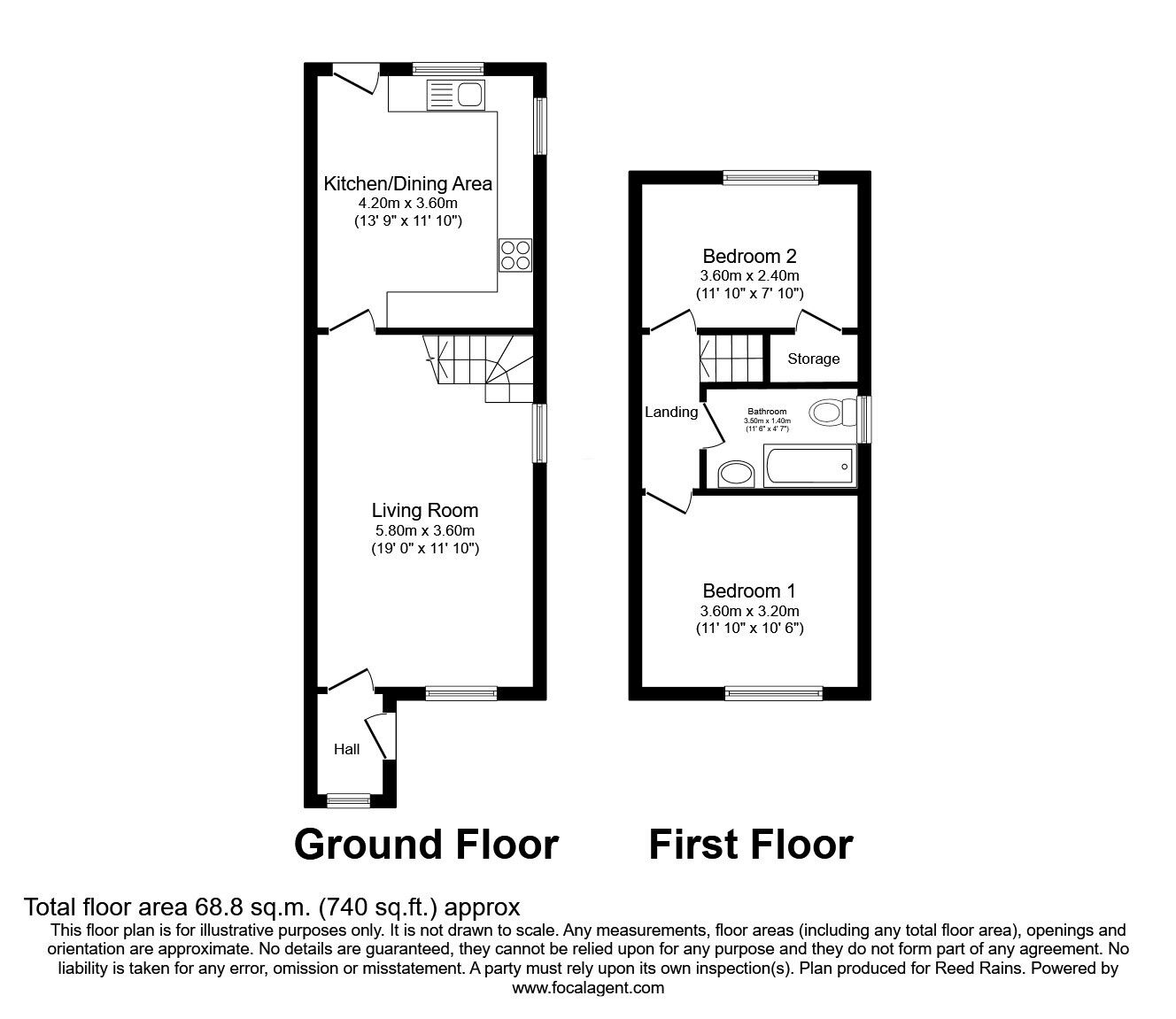 Floorplan of 2 bedroom Semi Detached House for sale, Middlecroft Close, Leeds, West Yorkshire, LS10
