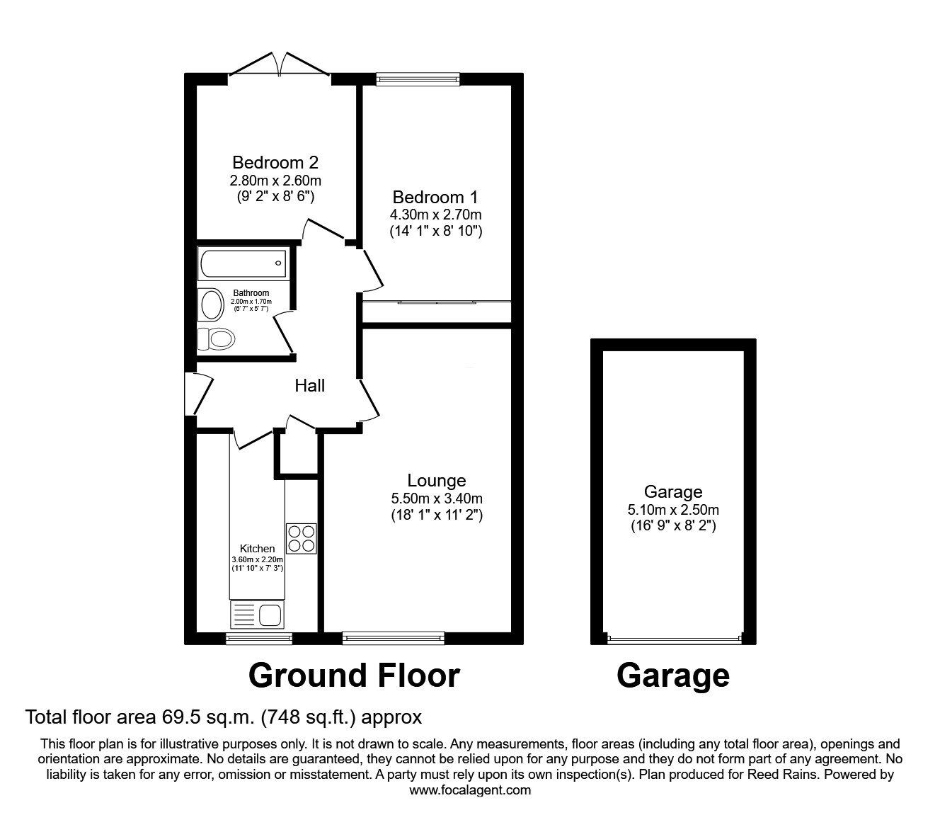 Floorplan of 2 bedroom Semi Detached Bungalow for sale, Mandarin Way, Leeds, West Yorkshire, LS10