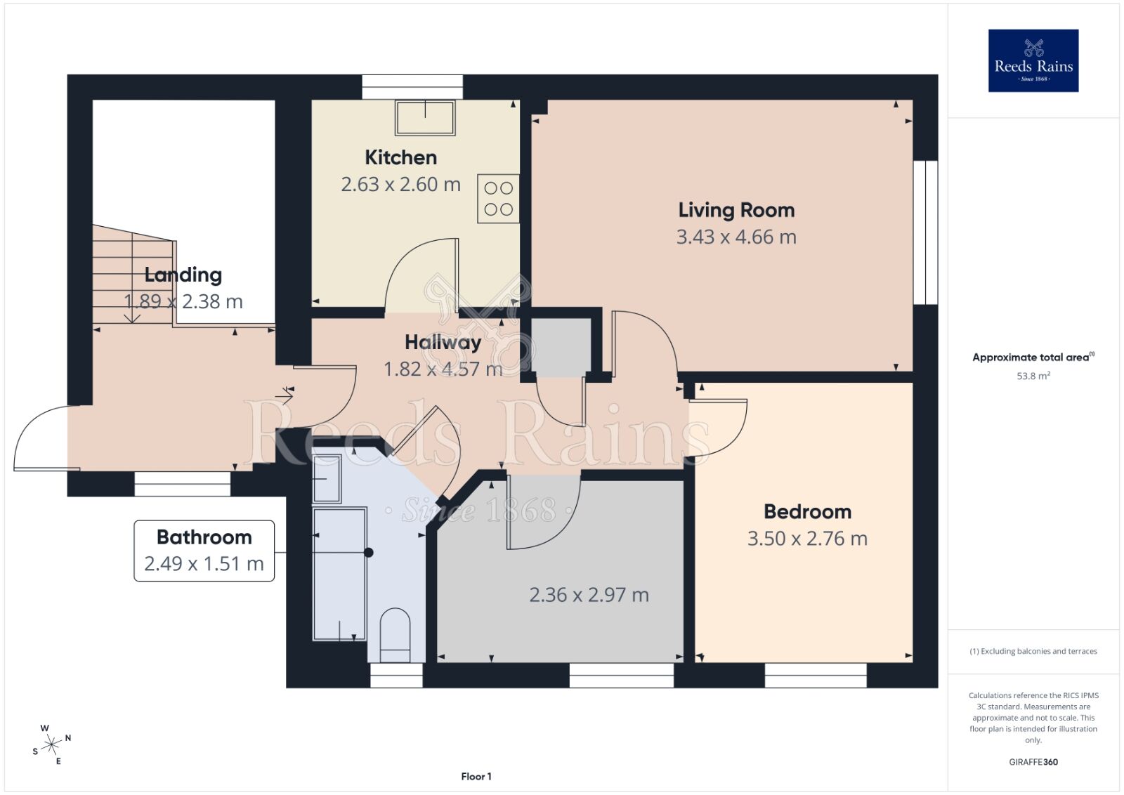 Floorplan of 2 bedroom Flat for sale, Castle Lodge Square, Rothwell, West Yorkshire, LS26