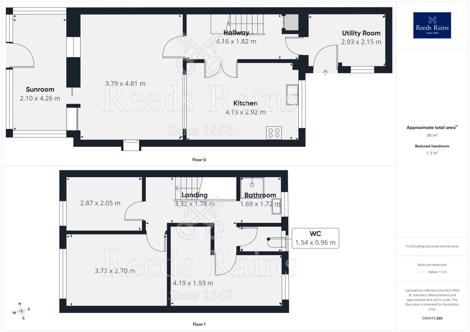 Floorplan of 3 bedroom Mid Terrace House for sale, Rocheford Gardens, Leeds, West Yorkshire, LS10