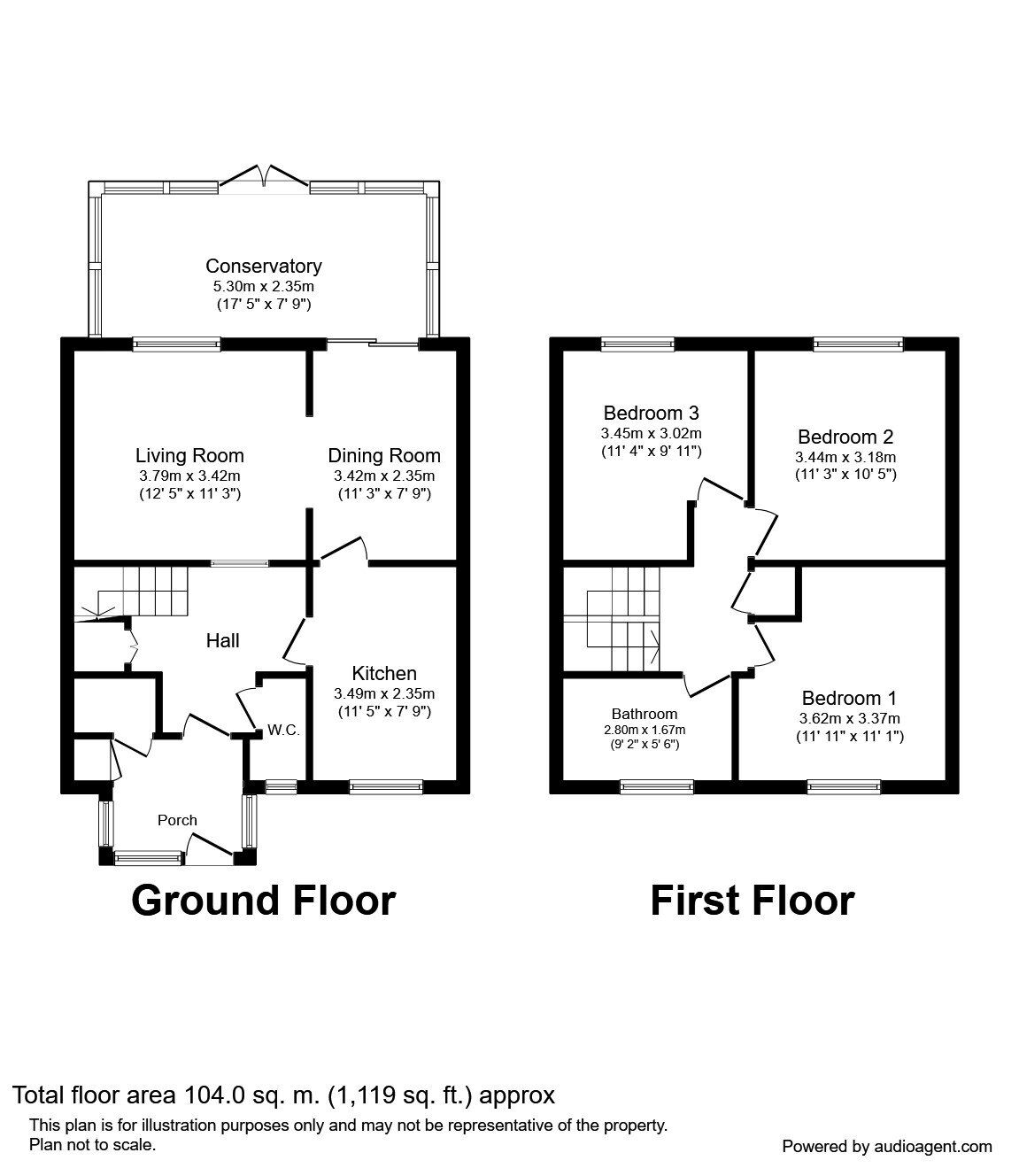 Floorplan of 3 bedroom Mid Terrace House for sale, Green Lea, Oulton, West Yorkshire, LS26